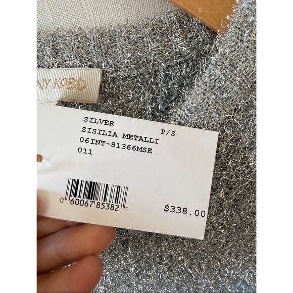 NWT Ronny Kobo Sisilia Metalli Mini Sweater Dress in Silver Size XS/S - Picture 6 of 10